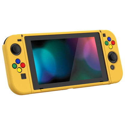 PlayVital Bright Yellow Protective Case for NS Switch, Soft TPU Slim Case Cover for NS Switch Console with Colorful ABXY Direction Button Caps - NTU6037G2 PlayVital