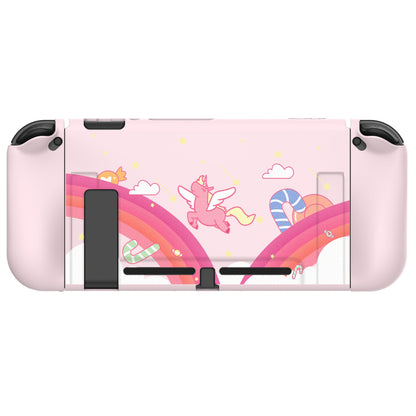 PlayVital Candy Rainbow Unicorn Protective Case for NS Switch, Soft TPU Slim Case Cover for NS Switch Console with Colorful ABXY Direction Button Caps - NTU6010 PlayVital