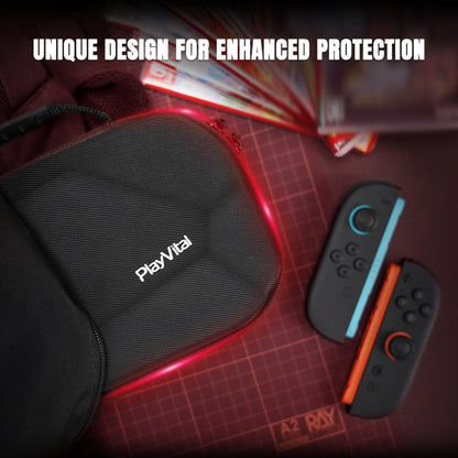 PlayVital Nintendo Switch 2用キャリングケース（シリコン充電ポート付き）、衝撃吸収ハードシェル、10枚ゲームカード収納スロット付き、Switch 2アクセサリー収納用【ブラック】