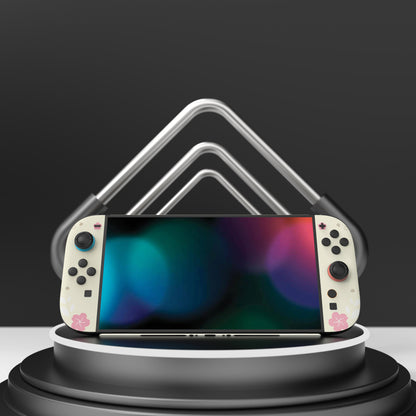 PlayVital Nintendo Switch 2（2025）本体・Joycon対応 Cherry Blossoms Kittenフルセット保護ステッカーシール カスタマイズ用ビニールステッカー ドック＆グリップスシール付き【アイボリー】