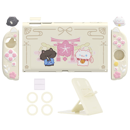 PlayVital Cherry Blossoms Kitten Nintendo Switch 2（2025）対応保護カバーケース【アンティークイエロー】