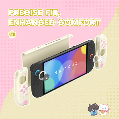PlayVital Cherry Blossoms Kitten Nintendo Switch 2（2025）対応保護カバーケース【アンティークイエロー】