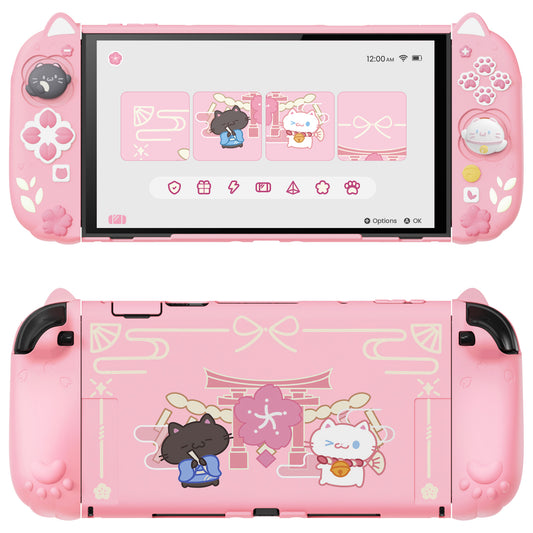 PlayVital Cherry Blossoms Kitten Nintendo Switch 2（2025）対応保護カバーケース【ピンク】