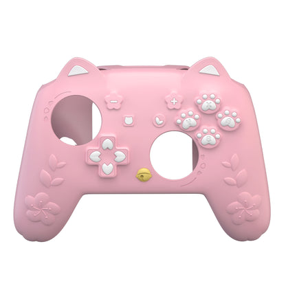 PlayVital 和風さくら子猫デザイン シリコンカバー Nintendo Switch 2 Pro コントローラー用, バックボタンキャップ・サムグリップ・ステッカー付き 可愛い保護スキンケース【ピンク】