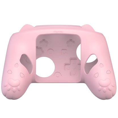 PlayVital 和風さくら子猫デザイン シリコンカバー Nintendo Switch 2 Pro コントローラー用, バックボタンキャップ・サムグリップ・ステッカー付き 可愛い保護スキンケース【ピンク】