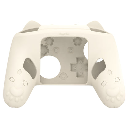 PlayVital 和風さくら子猫デザイン シリコンカバー Nintendo Switch 2 Pro コントローラー用, バックボタンキャップ・サムグリップ・ステッカー付き 可愛い保護スキンケース【アイボリー】