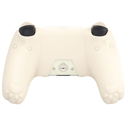 PlayVital 和風さくら子猫デザイン シリコンカバー PS5コントローラー用, 滑り止めグリップスキン、サムグリップ＆ステッカー付き【アイボリー】