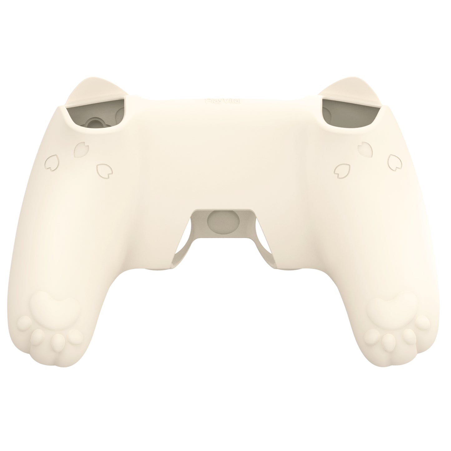PlayVital 和風さくら子猫デザイン シリコンカバー PS5コントローラー用, 滑り止めグリップスキン、サムグリップ＆ステッカー付き【アイボリー】