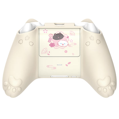 PlayVital 和風さくら子猫デザイン シリコンカバー Xbox Series X/S コントローラー用, Xbox Core Wireless Controller（モデル1914）対応、滑り止めグリップ＆ステッカー付き【アイボリー】