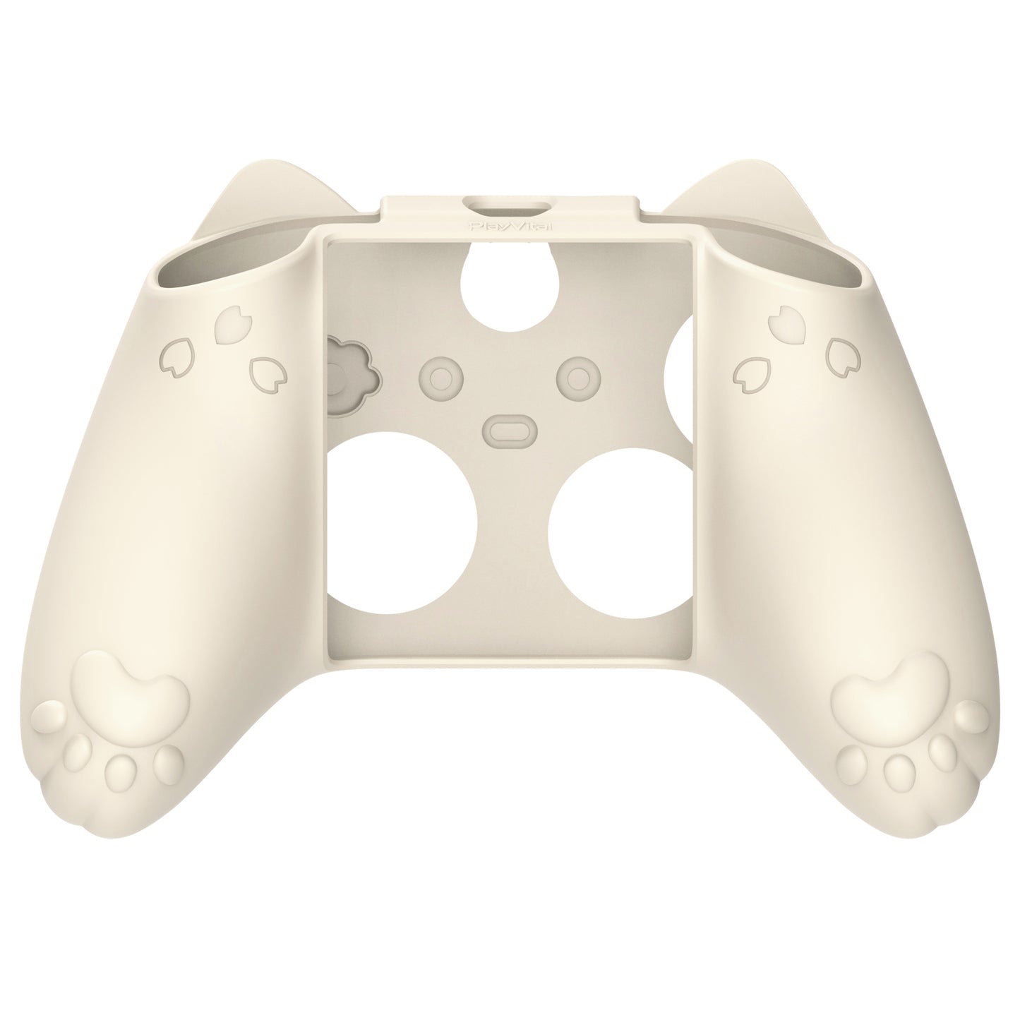 PlayVital 和風さくら子猫デザイン シリコンカバー Xbox Series X/S コントローラー用, Xbox Core Wireless Controller（モデル1914）対応、滑り止めグリップ＆ステッカー付き【アイボリー】