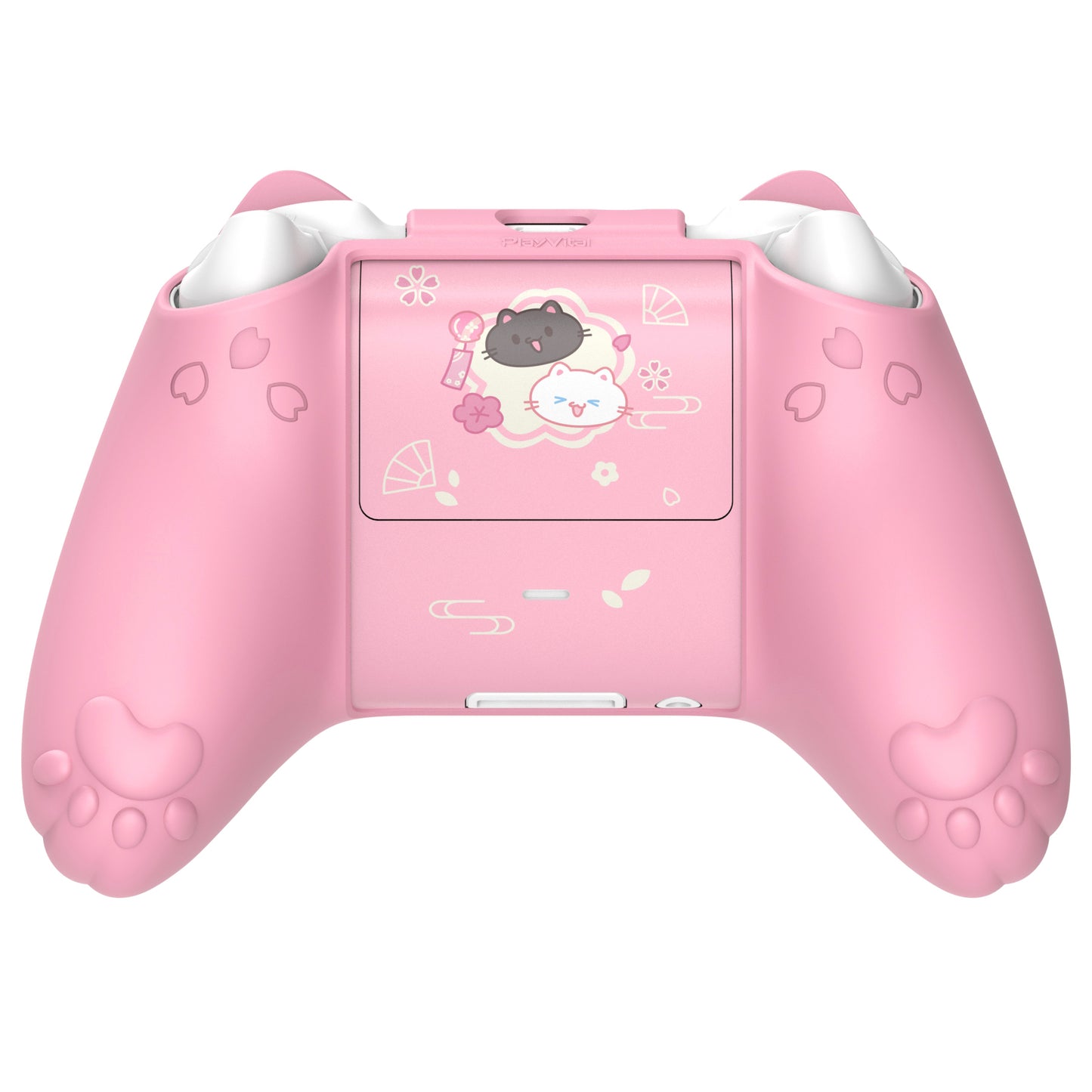 PlayVital 和風さくら子猫デザイン シリコンカバー Xbox Series X/S コントローラー用, Xbox Core Wireless Controller（モデル1914）対応、滑り止めグリップ＆ステッカー付き【ピンク】