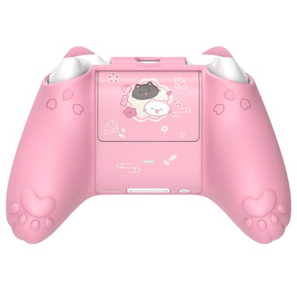 PlayVital 和風さくら子猫デザイン シリコンカバー Xbox Series X/S コントローラー用, Xbox Core Wireless Controller（モデル1914）対応、滑り止めグリップ＆ステッカー付き【ピンク】