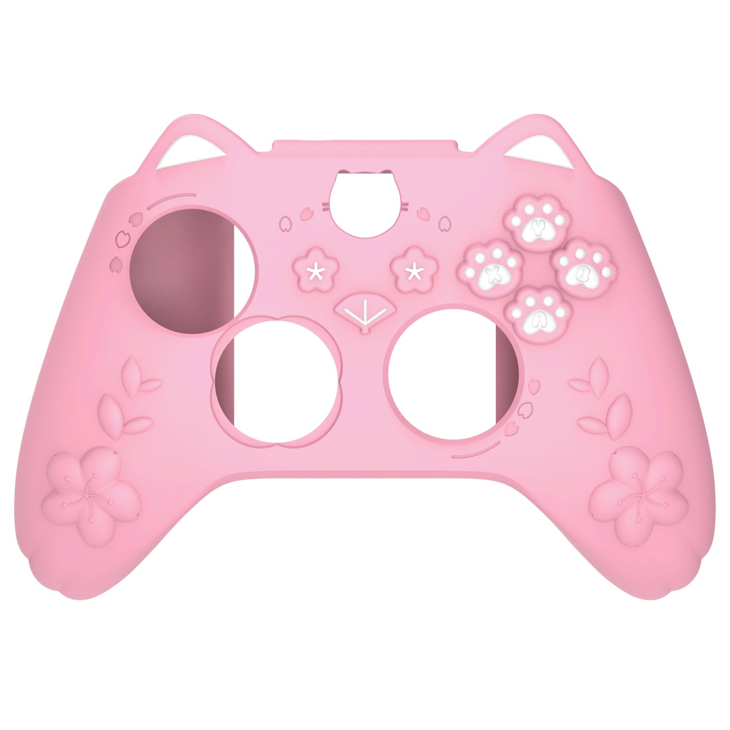 PlayVital 和風さくら子猫デザイン シリコンカバー Xbox Series X/S コントローラー用, Xbox Core Wireless Controller（モデル1914）対応、滑り止めグリップ＆ステッカー付き【ピンク】