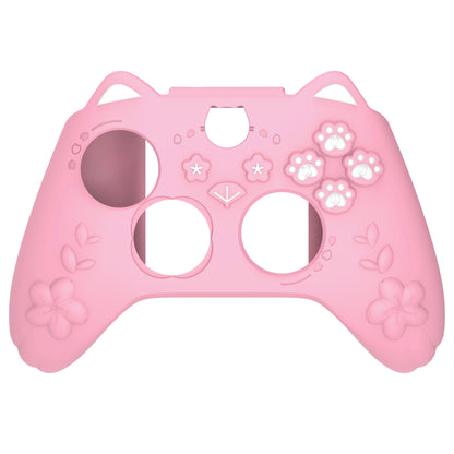 PlayVital 和風さくら子猫デザイン シリコンカバー Xbox Series X/S コントローラー用, Xbox Core Wireless Controller（モデル1914）対応、滑り止めグリップ＆ステッカー付き【ピンク】