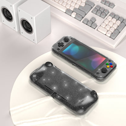 PlayVital Nintendo Switch Lite対応 クリアラメシルバー保護ケース スイッチライト対応ハードグリップカバーケース 耐衝撃 キズ防止 ガラスフィルム&サムグリップ&ボタンキャップ付き