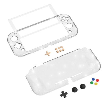 PlayVital Nintendo Switch Lite対応 クリアラメシルバー保護ケース スイッチライト対応ハードグリップカバーケース 耐衝撃 キズ防止 ガラスフィルム&サムグリップ&ボタンキャップ付き