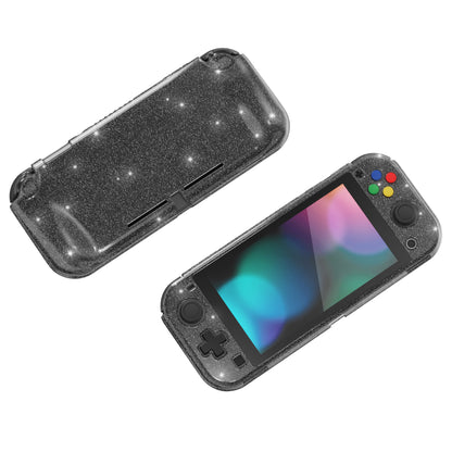 PlayVital Nintendo Switch Lite対応 クリアラメシルバー保護ケース スイッチライト対応ハードグリップカバーケース 耐衝撃 キズ防止 ガラスフィルム&サムグリップ&ボタンキャップ付き