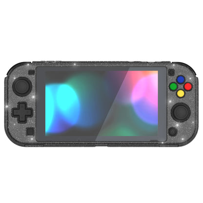 PlayVital Nintendo Switch Lite対応 クリアラメシルバー保護ケース スイッチライト対応ハードグリップカバーケース 耐衝撃 キズ防止 ガラスフィルム&サムグリップ&ボタンキャップ付き