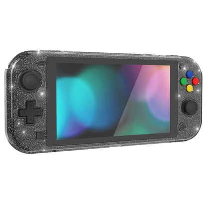 PlayVital Nintendo Switch Lite対応 クリアラメシルバー保護ケース スイッチライト対応ハードグリップカバーケース 耐衝撃 キズ防止 ガラスフィルム&サムグリップ&ボタンキャップ付き