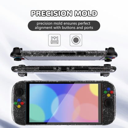 PlayVital クリアシリーズ Switch 2（2025）対応 透明ハードシェルケース ドック対応 傷防止タイプ グリップ付き保護カバー 折りたたみスタンド＆親指グリップ付属【クリアラメシルバー】