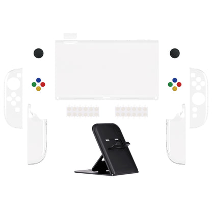 PlayVital クリアシリーズ Switch 2（2025）対応 透明ハードシェルケース ドック対応 傷防止タイプ グリップ付き保護カバー 折りたたみスタンド＆親指グリップ付属【クリア】