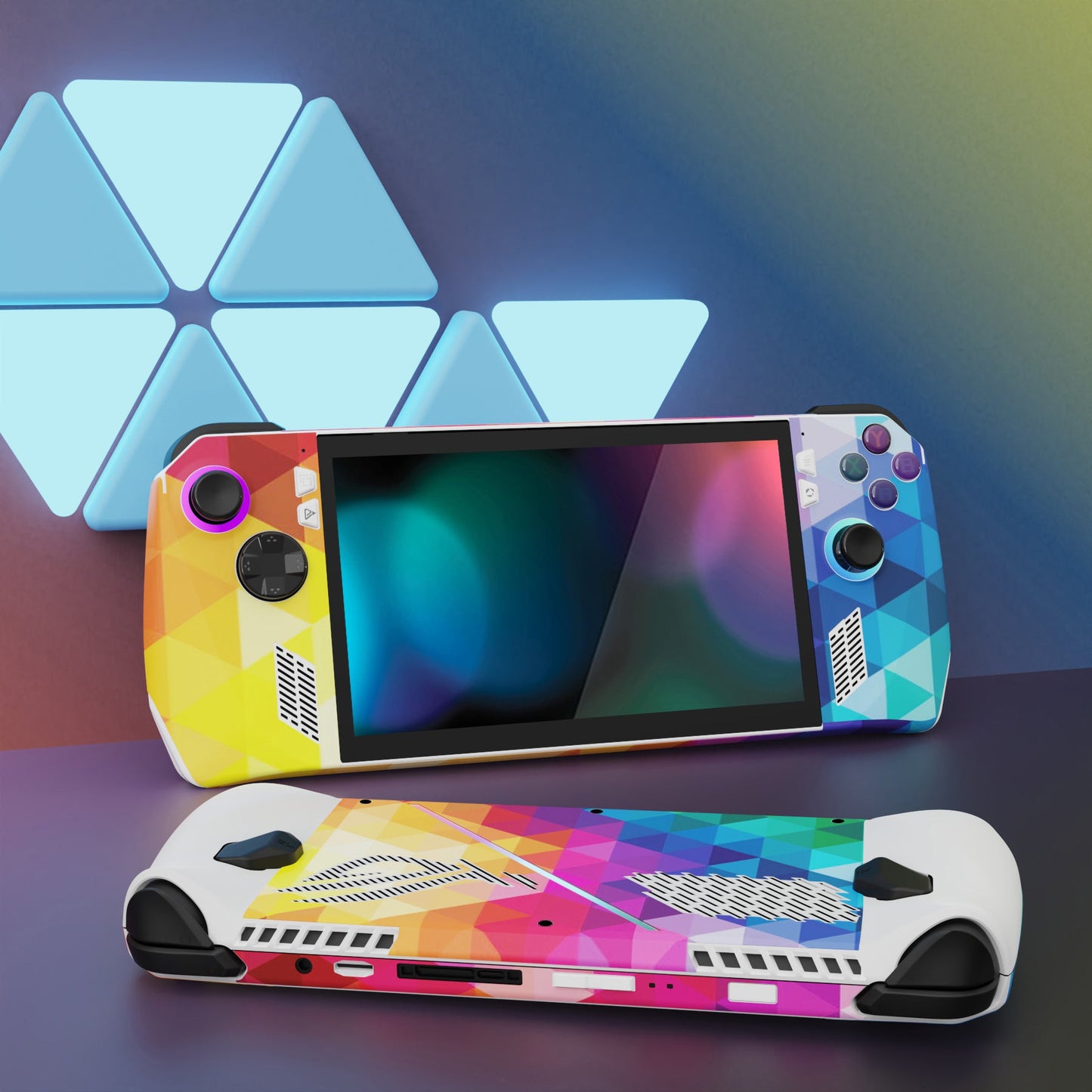 PlayVital Colorful Triangle Custom Stickers Vinyl Wraps Protective Skin Decal for ROG Ally Handheld Gaming Console - RGTM002 PlayVital