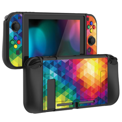 PlayVital Colorful Triangle Protective Case for NS Switch, Soft TPU Slim Case Cover for NS Switch Joy-Con Console with Colorful ABXY Direction Button Caps - NTU6013G2 PlayVital