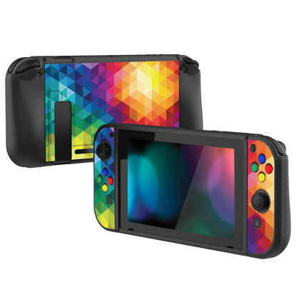 PlayVital Colorful Triangle Protective Case for NS Switch, Soft TPU Slim Case Cover for NS Switch Joy-Con Console with Colorful ABXY Direction Button Caps - NTU6013G2 PlayVital