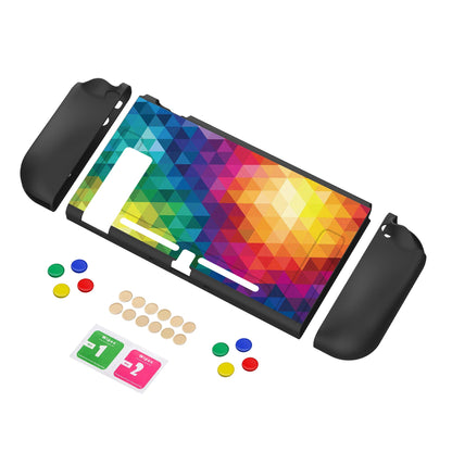 PlayVital Colorful Triangle Protective Case for NS Switch, Soft TPU Slim Case Cover for NS Switch Joy-Con Console with Colorful ABXY Direction Button Caps - NTU6013G2 PlayVital