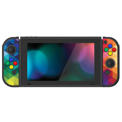 PlayVital Colorful Triangle Protective Case for NS Switch, Soft TPU Slim Case Cover for NS Switch Joy-Con Console with Colorful ABXY Direction Button Caps - NTU6013G2 PlayVital