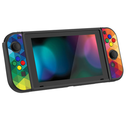 PlayVital Colorful Triangle Protective Case for NS Switch, Soft TPU Slim Case Cover for NS Switch Joy-Con Console with Colorful ABXY Direction Button Caps - NTU6013G2 PlayVital