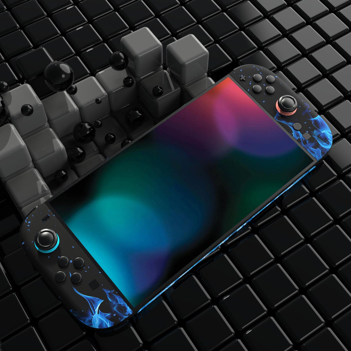 PlayVital Nintendo Switch 2（2025）本体・Joycon対応 フルセット保護ステッカーシール カスタマイズ用ビニールステッカー ドック＆グリップスシール付き【ブルーフレーム】
