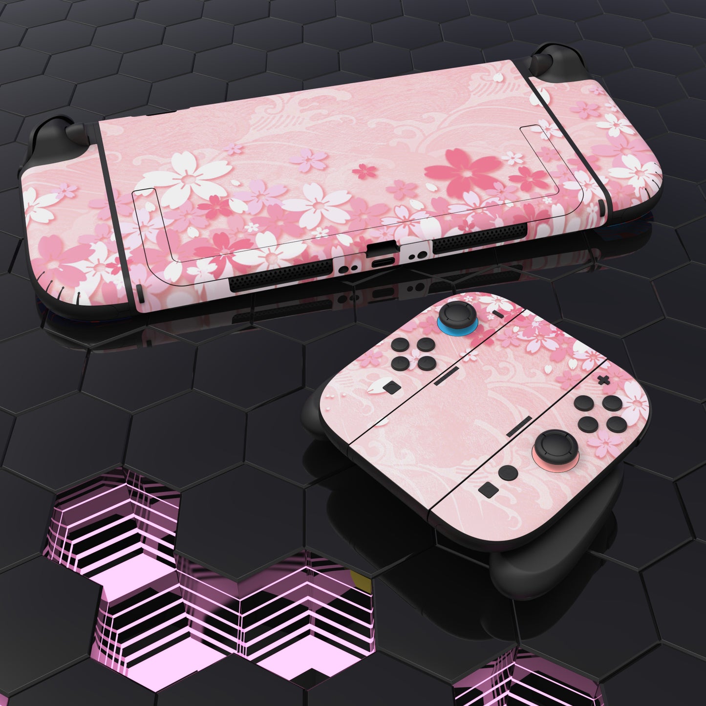 PlayVital Nintendo Switch 2（2025）本体・Joycon対応 フルセット保護ステッカーシール カスタマイズ用ビニールステッカー ドック＆グリップスシール付き【桜の花びら】