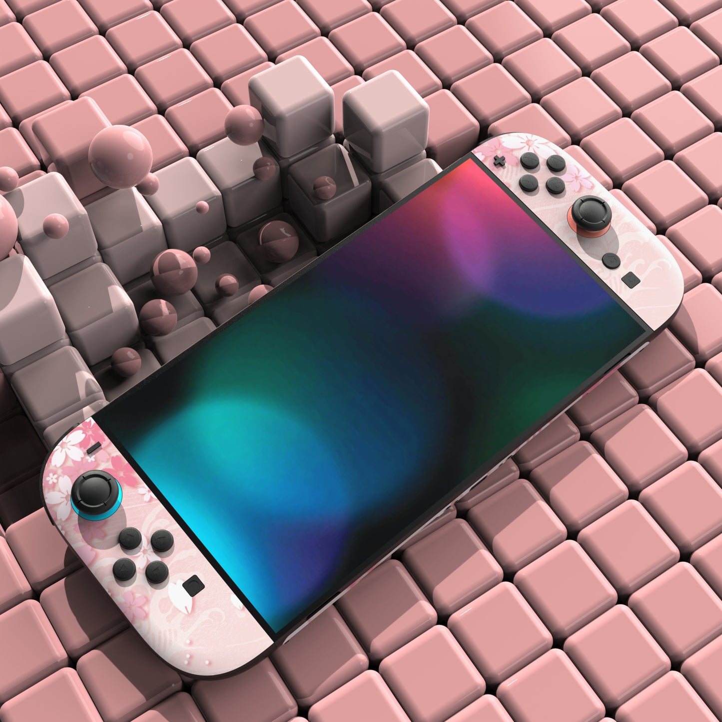 PlayVital Nintendo Switch 2（2025）本体・Joycon対応 フルセット保護ステッカーシール カスタマイズ用ビニールステッカー ドック＆グリップスシール付き【桜の花びら】