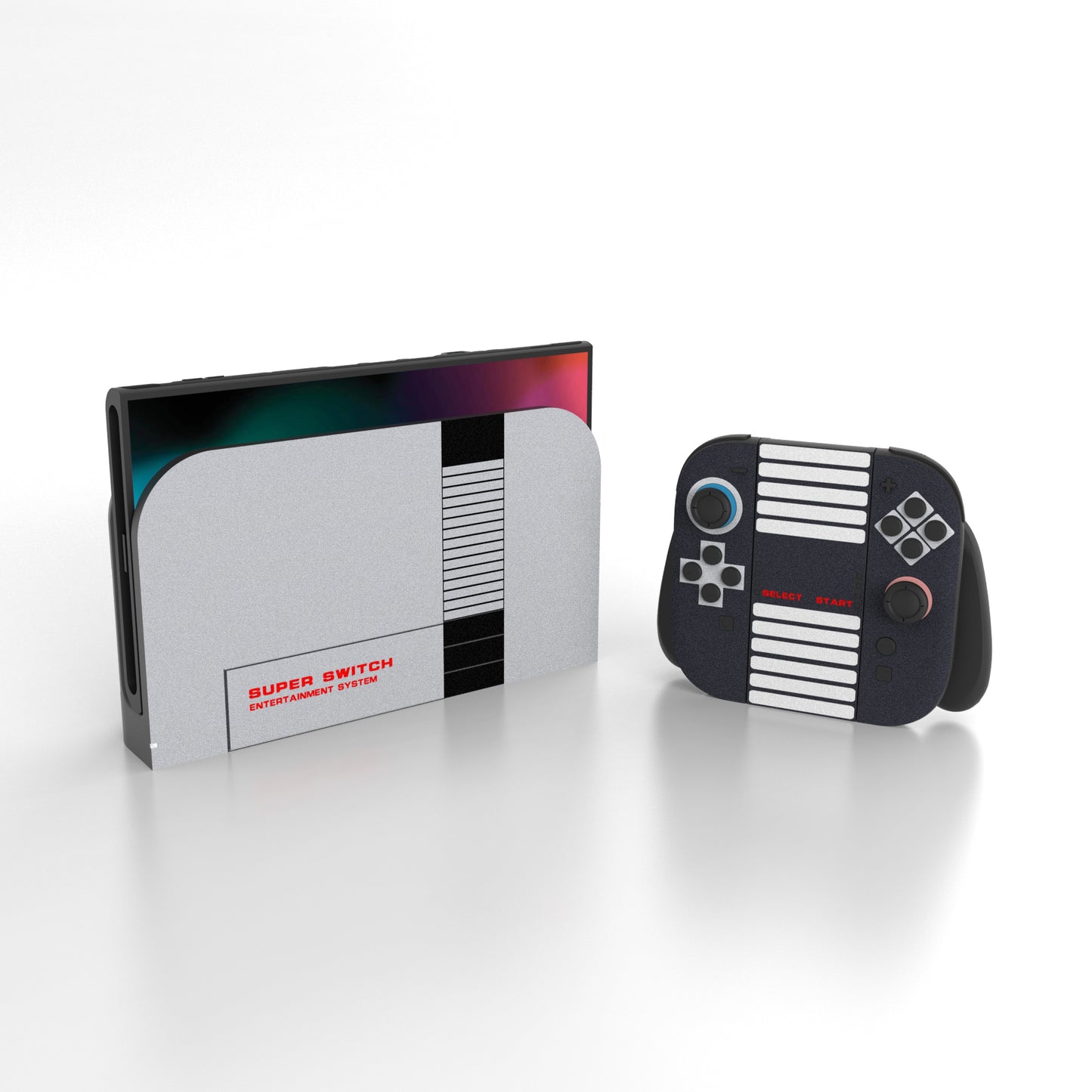 PlayVital Nintendo Switch 2（2025）本体・Joycon対応 フルセット保護ステッカーシール カスタマイズ用ビニールステッカー ドック＆グリップスシール付き【クラシック・NESファミコンスタイル】