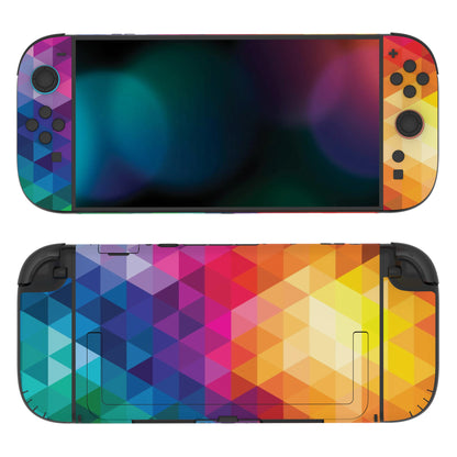 PlayVital Nintendo Switch 2（2025）本体・Joycon対応 フルセット保護ステッカーシール カスタマイズ用ビニールステッカー ドック＆グリップスシール付き【カラフル トライアングル】