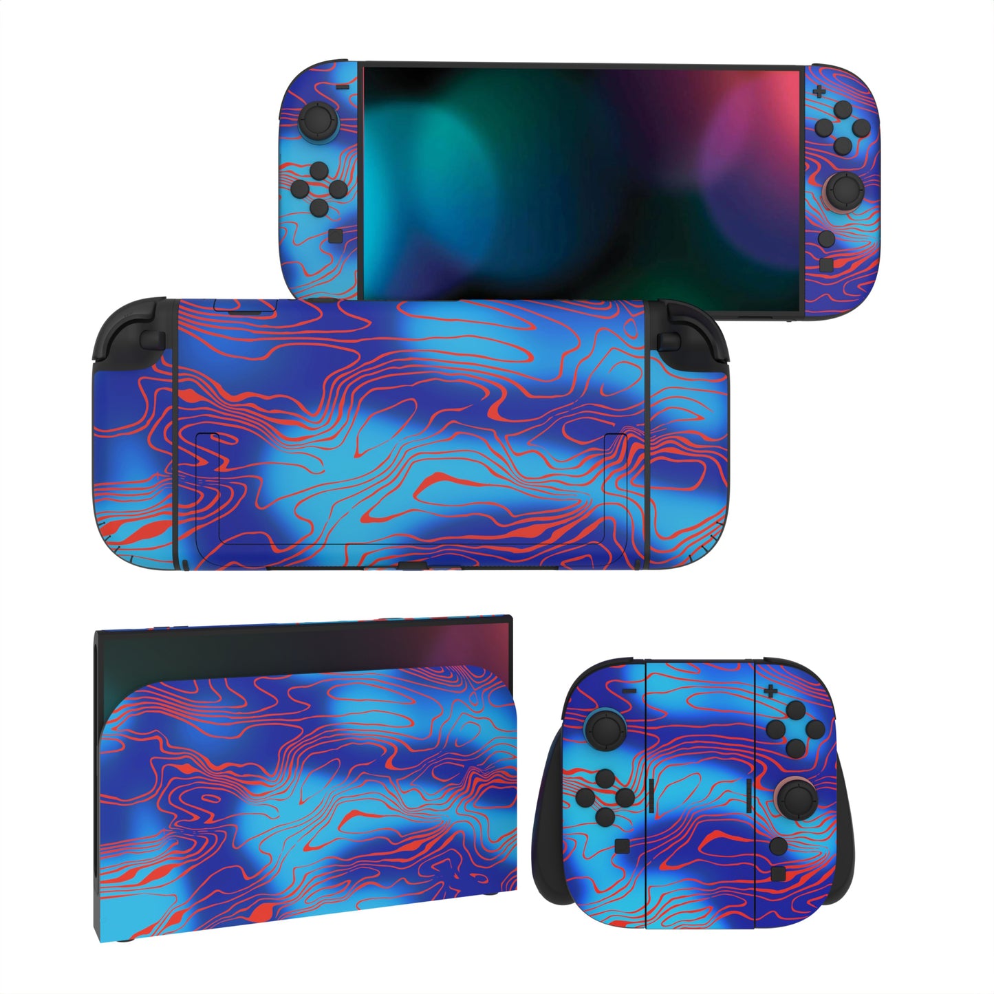 PlayVital Nintendo Switch 2（2025）本体・Joycon対応 フルセット保護ステッカーシール カスタマイズ用ビニールステッカー ドック＆グリップスシール付き【ダマスカスカモ】