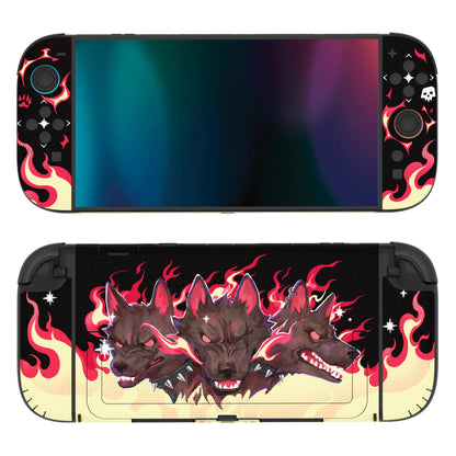 PlayVital Nintendo Switch 2（2025）本体・Joycon対応 フルセット保護ステッカーシール カスタマイズ用ビニールステッカー ドック＆グリップスシール付き【インフェルナル・ハウンド】