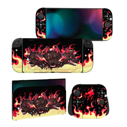 PlayVital Nintendo Switch 2（2025）本体・Joycon対応 フルセット保護ステッカーシール カスタマイズ用ビニールステッカー ドック＆グリップスシール付き【インフェルナル・ハウンド】