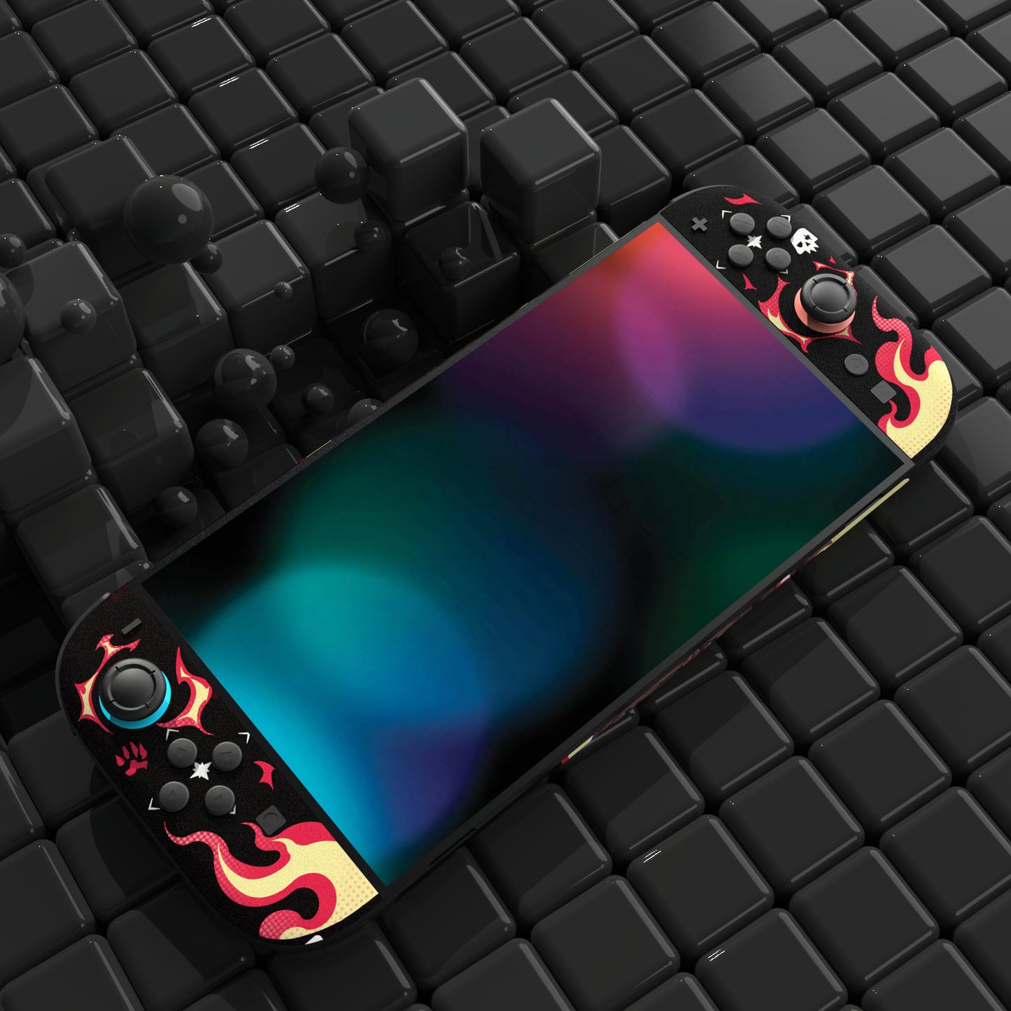 PlayVital Nintendo Switch 2（2025）本体・Joycon対応 フルセット保護ステッカーシール カスタマイズ用ビニールステッカー ドック＆グリップスシール付き【インフェルナル・ハウンド】