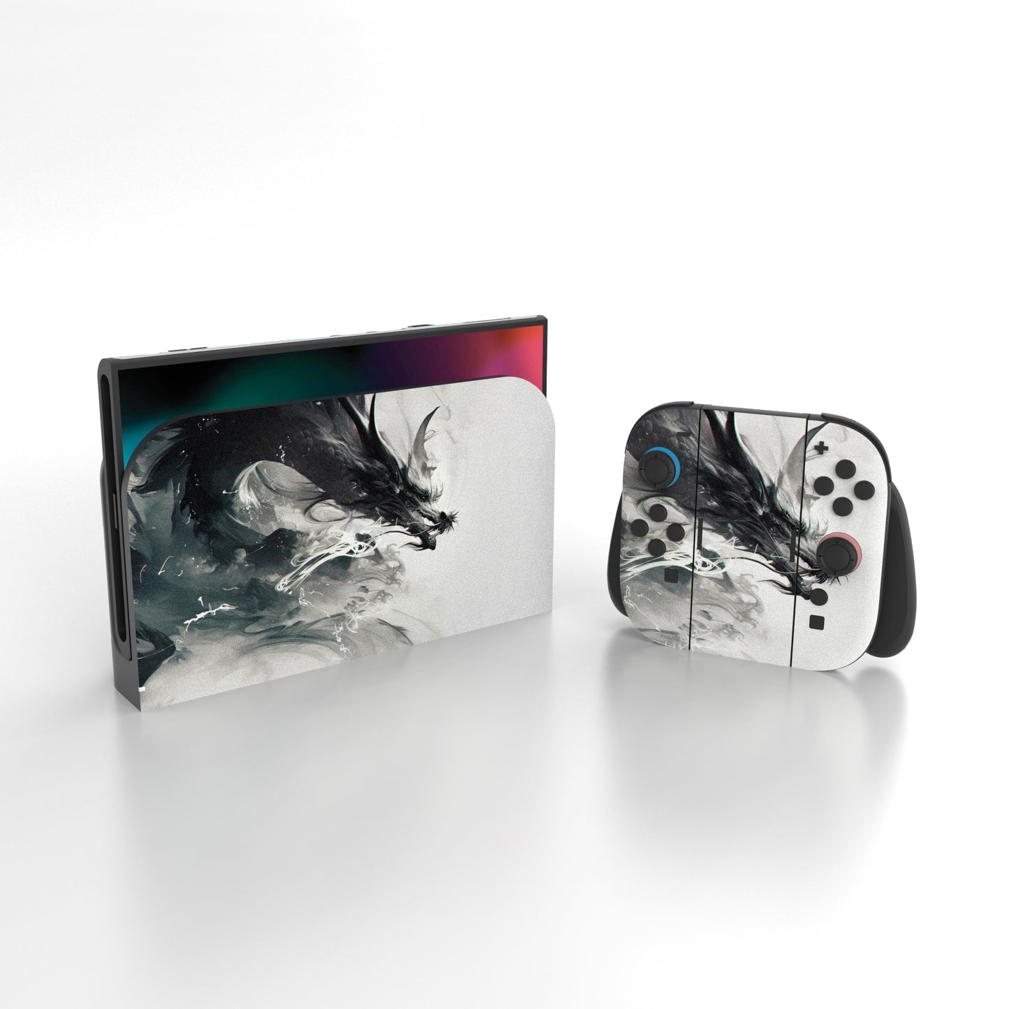 PlayVital Nintendo Switch 2（2025）本体・Joycon対応 フルセット保護ステッカーシール カスタマイズ用ビニールステッカー ドック＆グリップスシール付き【インク スピリット ドラゴン】