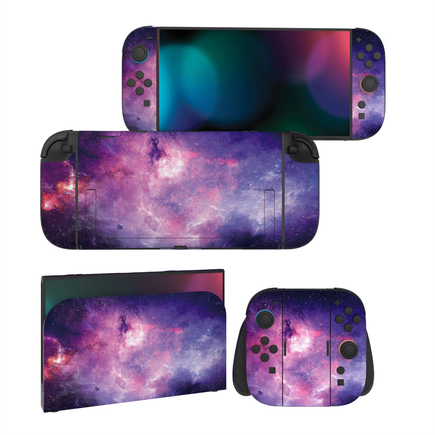 PlayVital Nintendo Switch 2（2025）本体・Joycon対応 フルセット保護ステッカーシール カスタマイズ用ビニールステッカー ドック＆グリップスシール付き【星雲銀河】