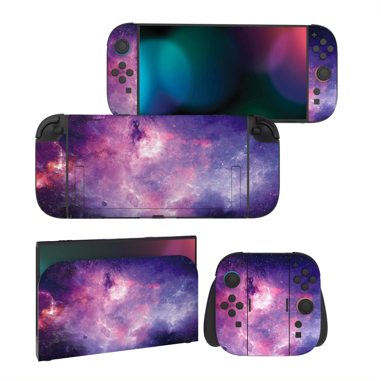 PlayVital Nintendo Switch 2（2025）本体・Joycon対応 フルセット保護ステッカーシール カスタマイズ用ビニールステッカー ドック＆グリップスシール付き【星雲銀河】