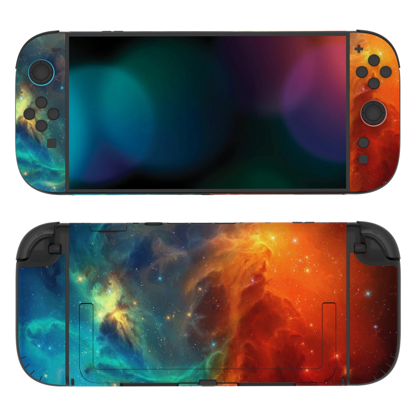 PlayVital Nintendo Switch 2（2025）本体・Joycon対応 フルセット保護ステッカーシール カスタマイズ用ビニールステッカー ドック＆グリップスシール付き【オレンジスター ユニバース】