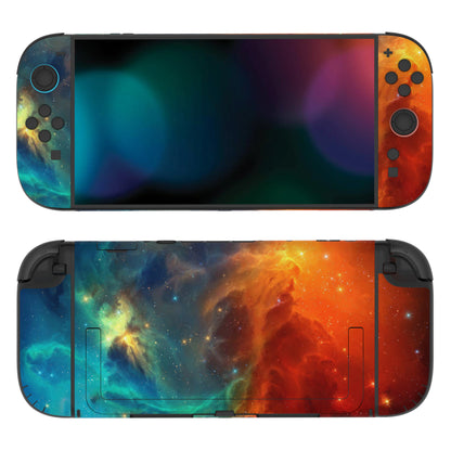 PlayVital Nintendo Switch 2（2025）本体・Joycon対応 フルセット保護ステッカーシール カスタマイズ用ビニールステッカー ドック＆グリップスシール付き【オレンジスター ユニバース】