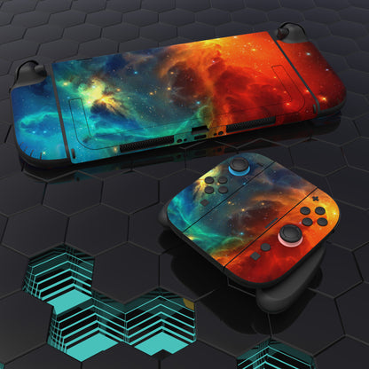 PlayVital Nintendo Switch 2（2025）本体・Joycon対応 フルセット保護ステッカーシール カスタマイズ用ビニールステッカー ドック＆グリップスシール付き【オレンジスター ユニバース】