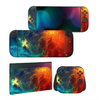 PlayVital Nintendo Switch 2（2025）本体・Joycon対応 フルセット保護ステッカーシール カスタマイズ用ビニールステッカー ドック＆グリップスシール付き【オレンジスター ユニバース】