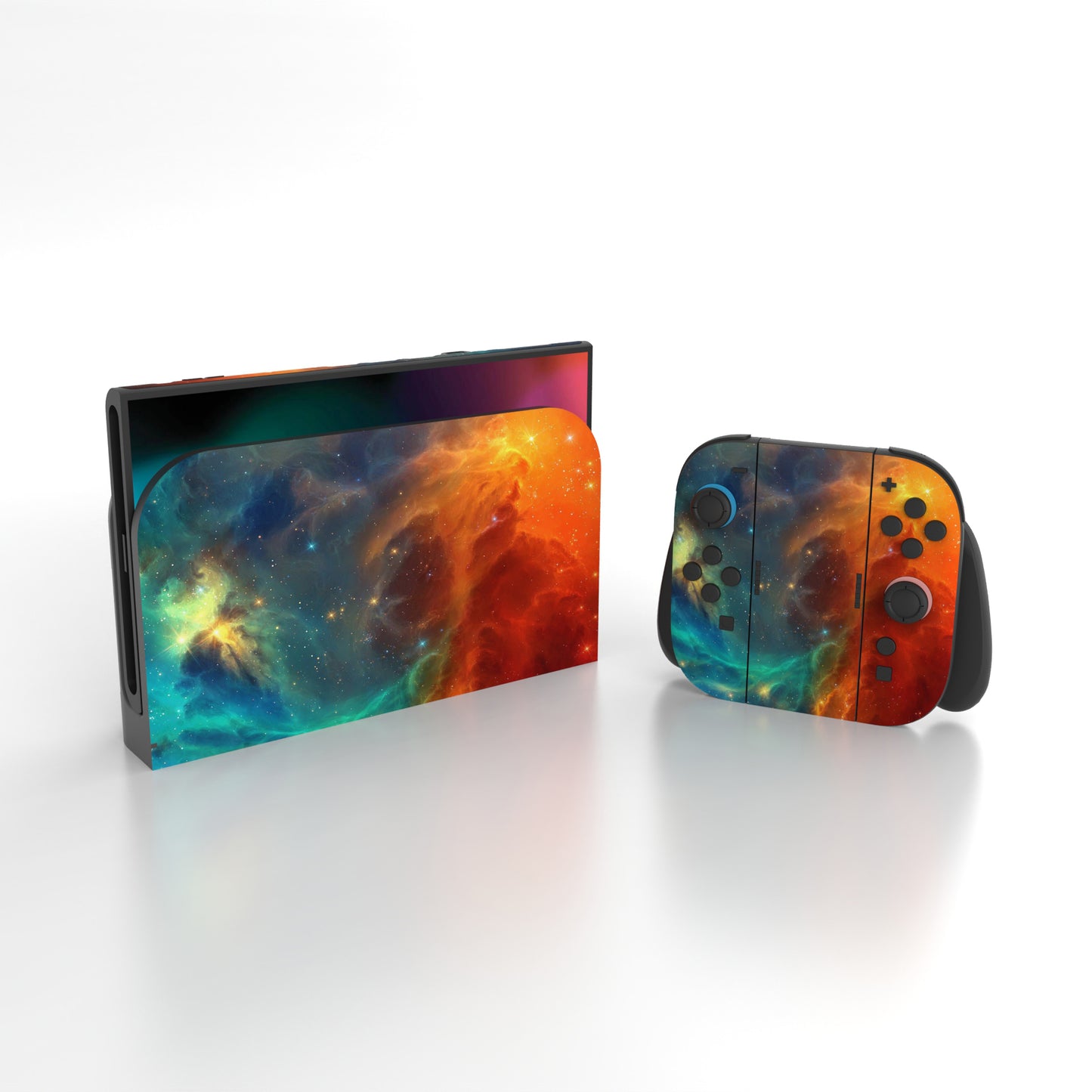 PlayVital Nintendo Switch 2（2025）本体・Joycon対応 フルセット保護ステッカーシール カスタマイズ用ビニールステッカー ドック＆グリップスシール付き【オレンジスター ユニバース】