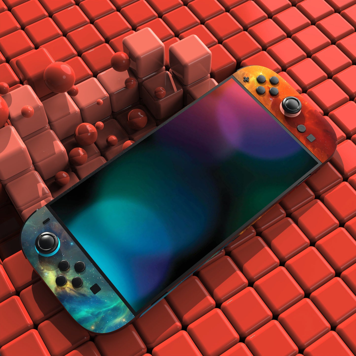 PlayVital Nintendo Switch 2（2025）本体・Joycon対応 フルセット保護ステッカーシール カスタマイズ用ビニールステッカー ドック＆グリップスシール付き【オレンジスター ユニバース】