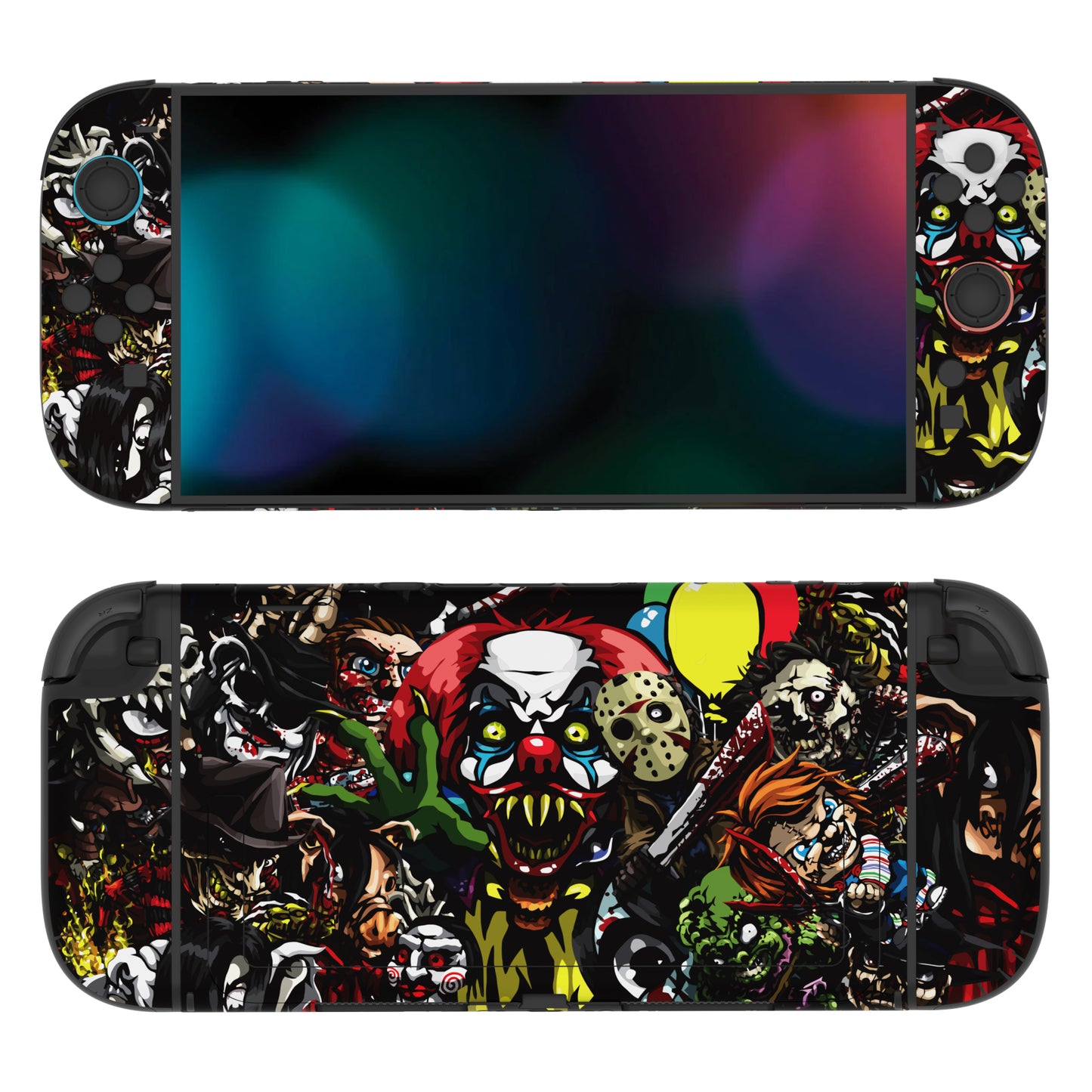 PlayVital Nintendo Switch 2（2025）本体・Joycon対応 フルセット保護ステッカーシール カスタマイズ用ビニールステッカー ドック＆グリップスシール付き【スケアリーパーティー】